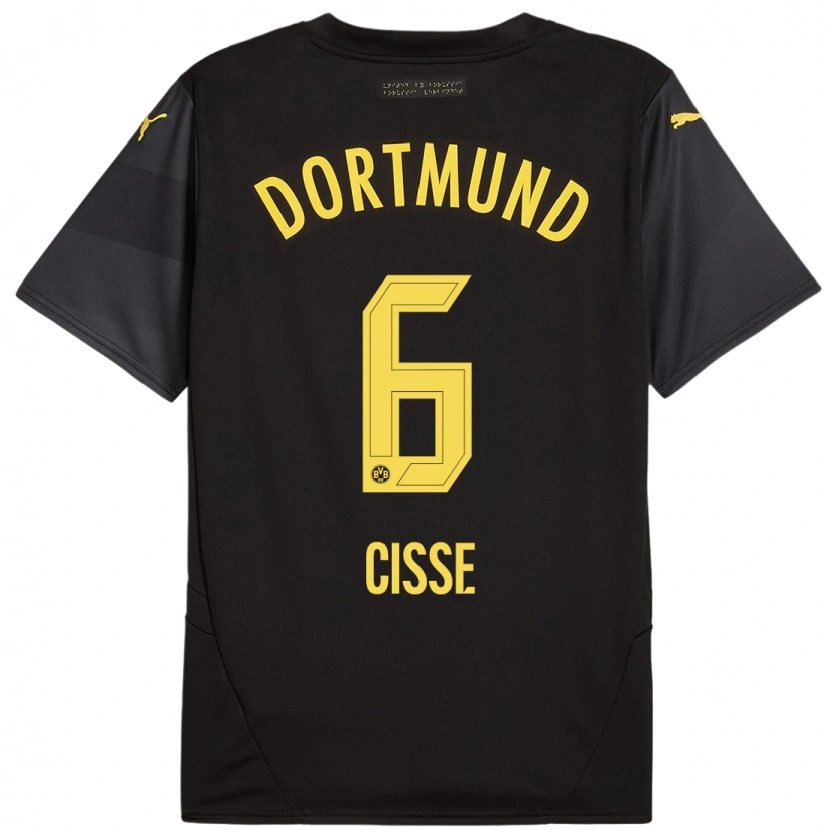 Danxen Män Faroukou Cisse #6 Svart Gul Bortatröja Matchtröjor 2024/25 Tröjor T-Tröja