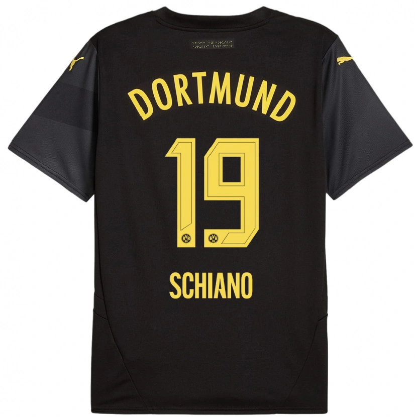 Danxen Män Emilio Schiano #19 Svart Gul Bortatröja Matchtröjor 2024/25 Tröjor T-Tröja