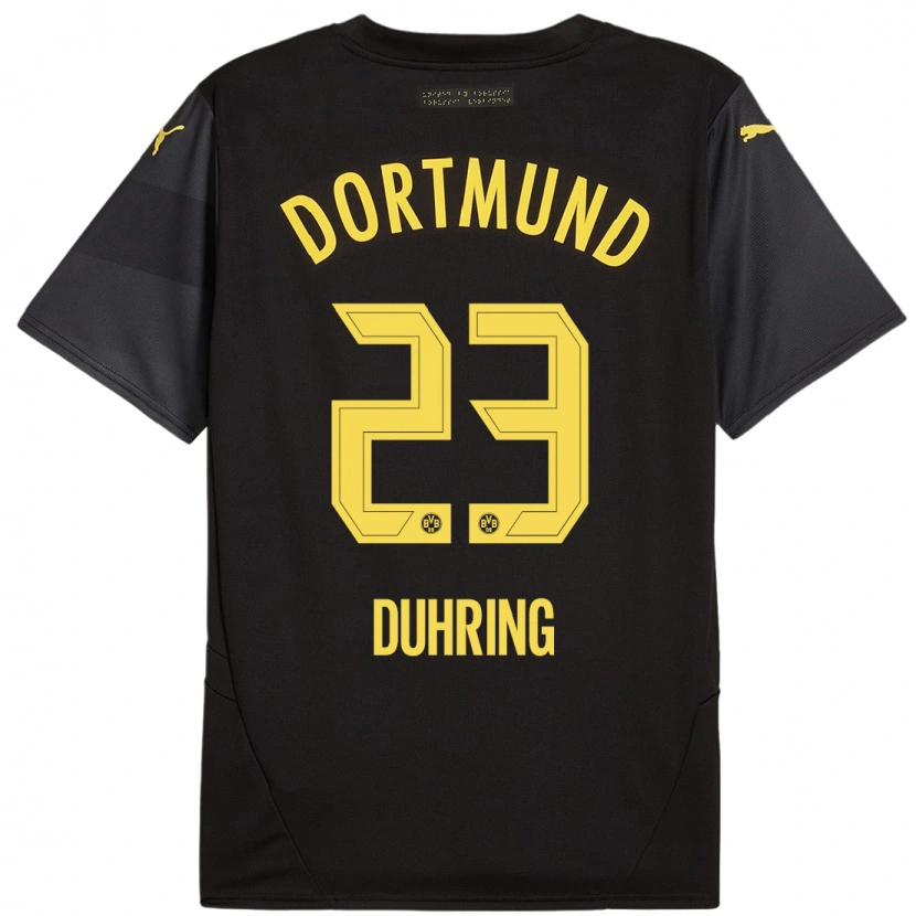 Danxen Män Marc Niclas Duhring #23 Svart Gul Bortatröja Matchtröjor 2024/25 Tröjor T-Tröja