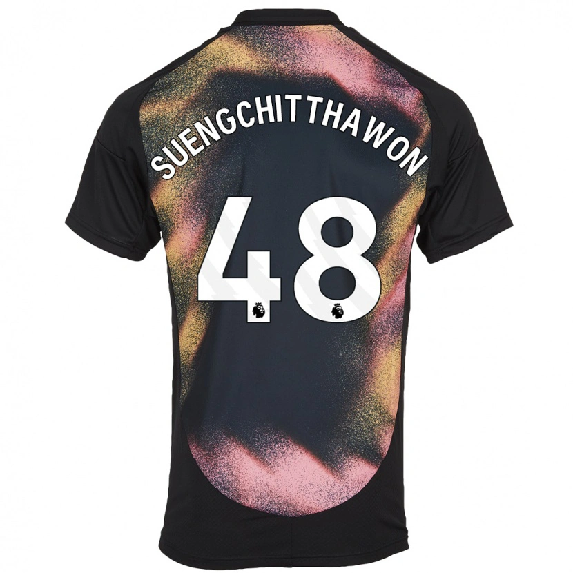 Danxen Män Thanawat Suengchitthawon #48 Svart Vit Bortatröja Matchtröjor 2024/25 Tröjor T-Tröja