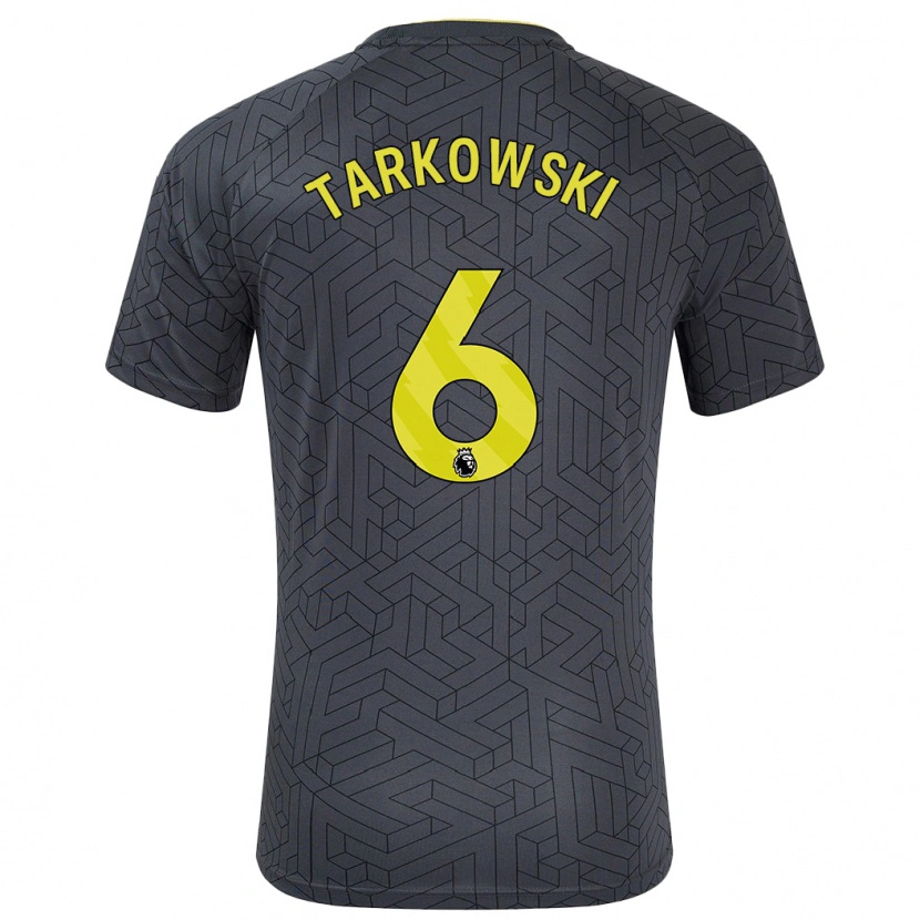 Danxen Män James Tarkowski #6 Svart Gul Bortatröja Matchtröjor 2024/25 Tröjor T-Tröja