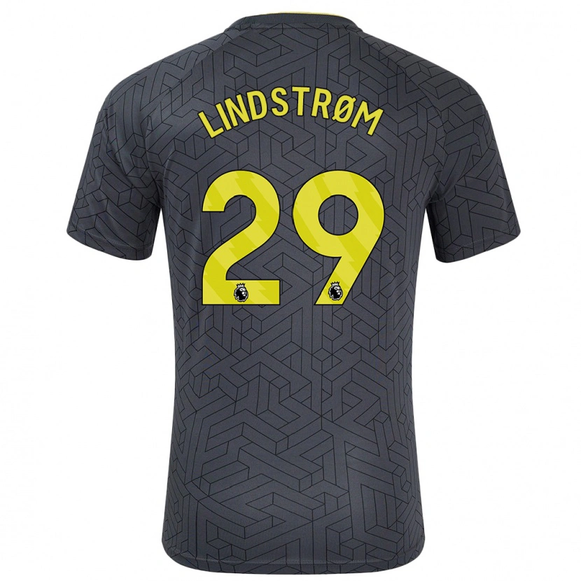 Danxen Män Jesper Lindstrøm #29 Svart Gul Bortatröja Matchtröjor 2024/25 Tröjor T-Tröja
