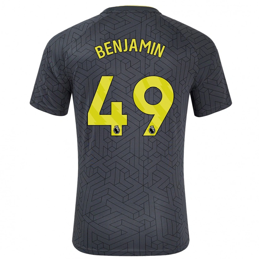 Danxen Män Omari Benjamin #49 Svart Gul Bortatröja Matchtröjor 2024/25 Tröjor T-Tröja