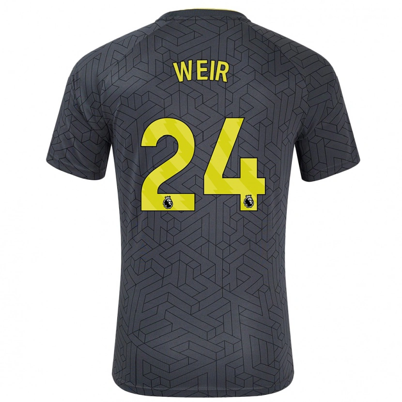 Danxen Män Kenzie Weir #24 Svart Gul Bortatröja Matchtröjor 2024/25 Tröjor T-Tröja