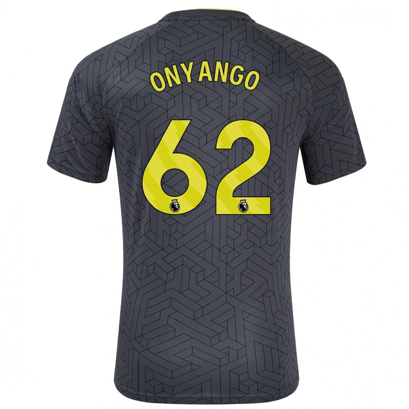 Danxen Män Tyler Onyango #62 Svart Gul Bortatröja Matchtröjor 2024/25 Tröjor T-Tröja
