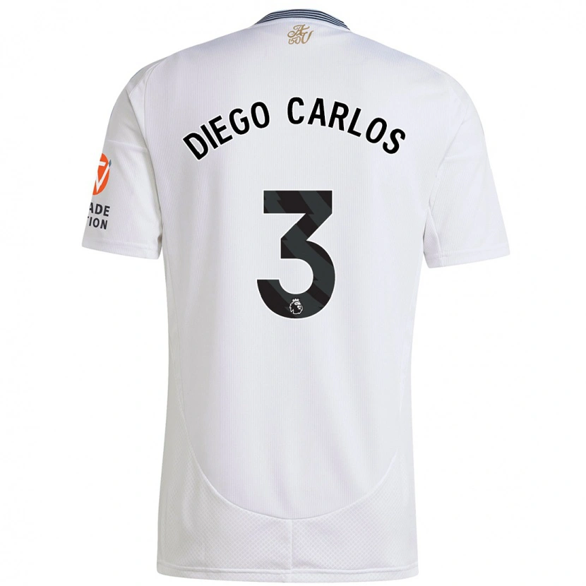 Danxen Män Diego Carlos #3 Vit Bortatröja Matchtröjor 2024/25 Tröjor T-Tröja