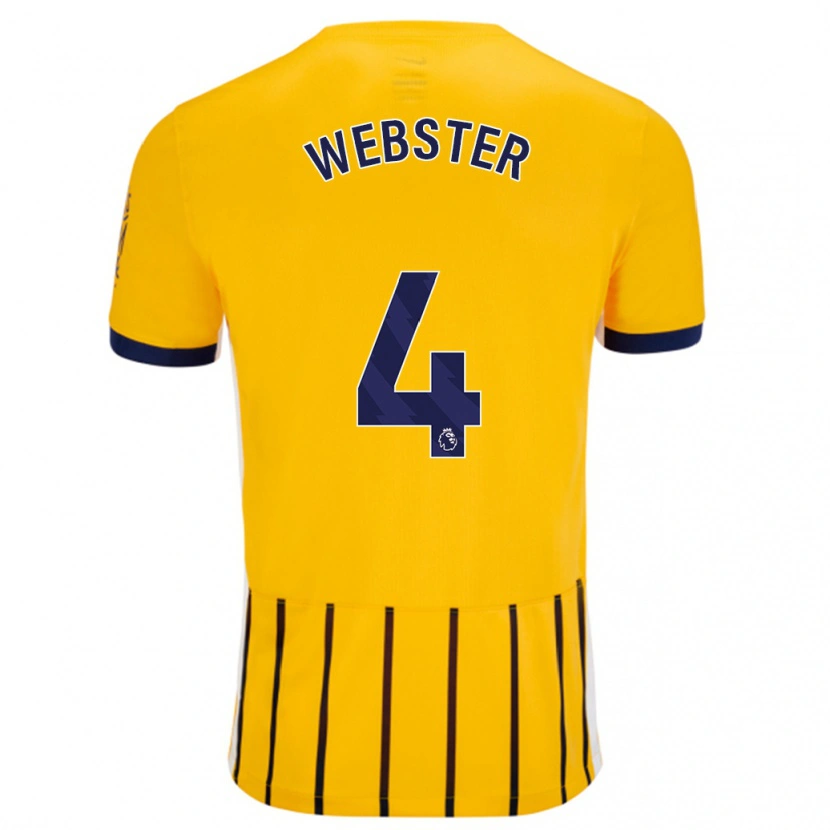 Danxen Män Adam Webster #4 Guldblå Kritränder Bortatröja Matchtröjor 2024/25 Tröjor T-Tröja