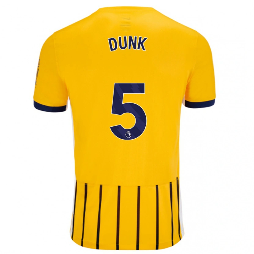 Danxen Män Lewis Dunk #5 Guldblå Kritränder Bortatröja Matchtröjor 2024/25 Tröjor T-Tröja