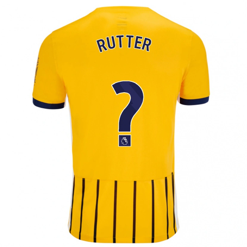 Danxen Män William Rutter #0 Guldblå Kritränder Bortatröja Matchtröjor 2024/25 Tröjor T-Tröja