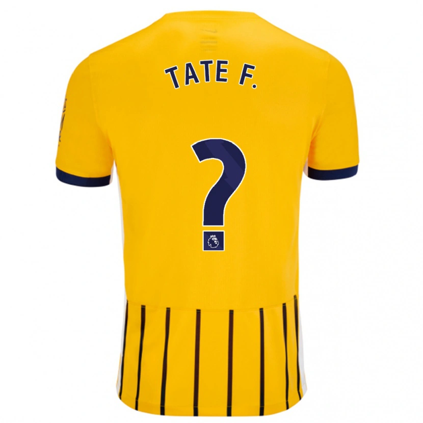 Danxen Män Tate Ferdinand #0 Guldblå Kritränder Bortatröja Matchtröjor 2024/25 Tröjor T-Tröja