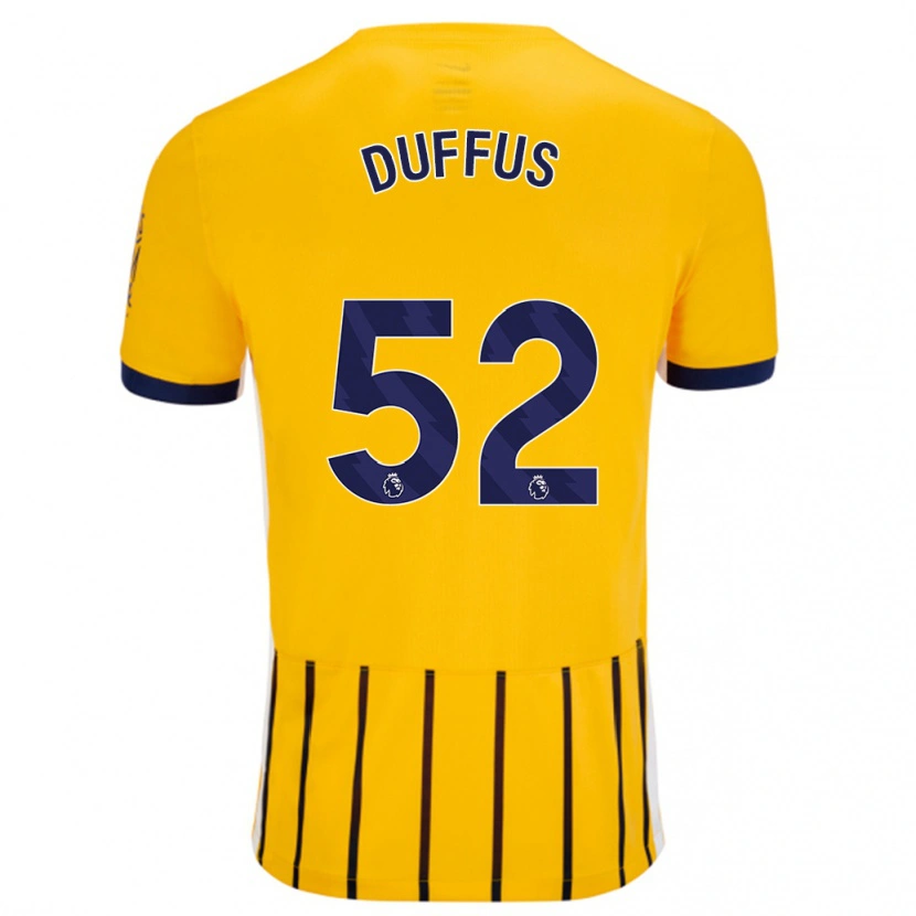 Danxen Män Josh Duffus #52 Guldblå Kritränder Bortatröja Matchtröjor 2024/25 Tröjor T-Tröja