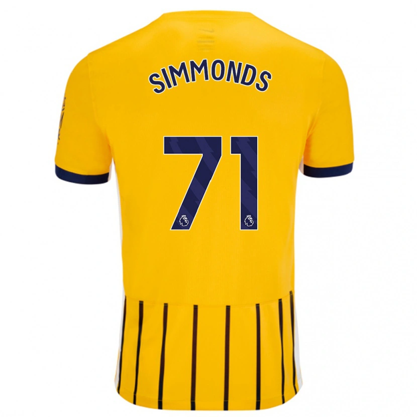 Danxen Män Freddie Simmonds #71 Guldblå Kritränder Bortatröja Matchtröjor 2024/25 Tröjor T-Tröja