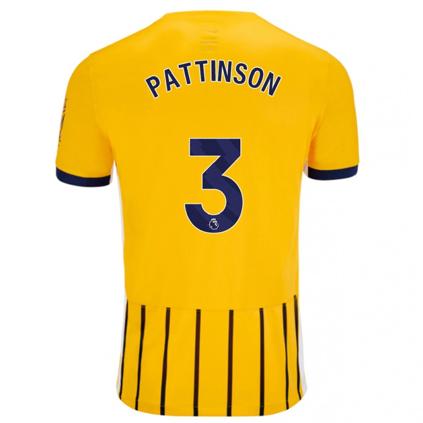 Danxen Män Poppy Pattinson #3 Guldblå Kritränder Bortatröja Matchtröjor 2024/25 Tröjor T-Tröja