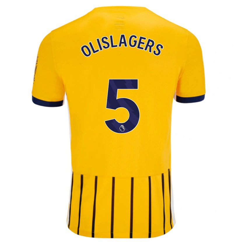 Danxen Män Marisa Olislagers #5 Guldblå Kritränder Bortatröja Matchtröjor 2024/25 Tröjor T-Tröja