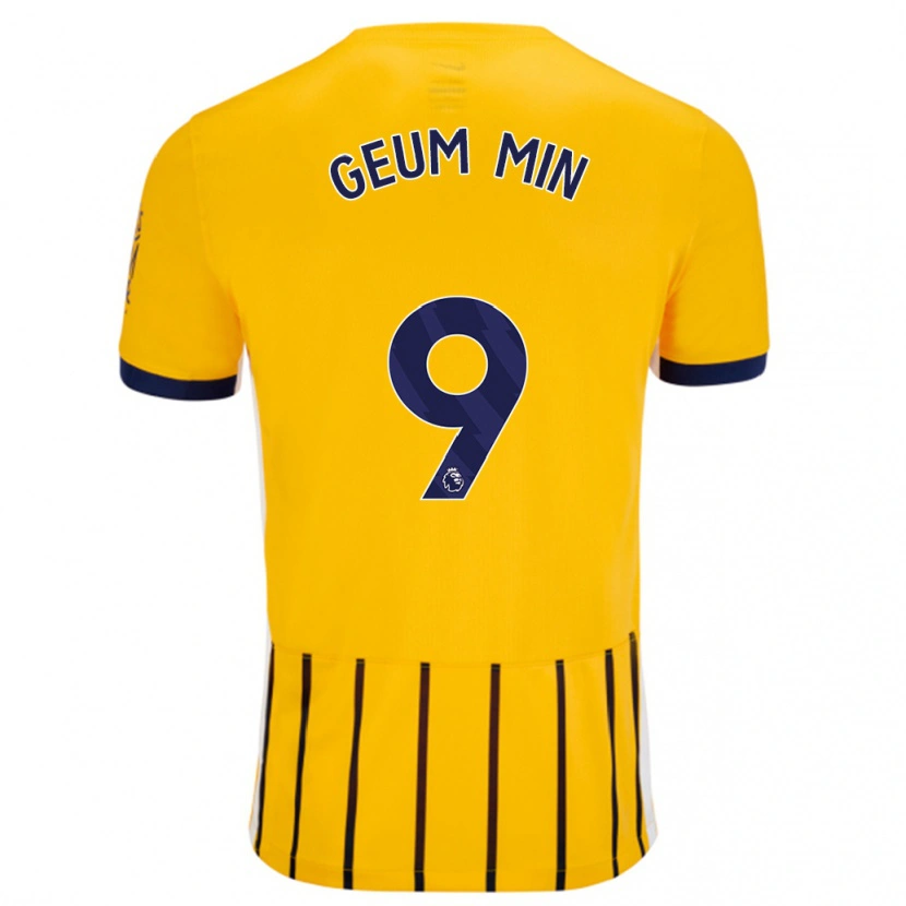Danxen Män Lee Geum-Min #9 Guldblå Kritränder Bortatröja Matchtröjor 2024/25 Tröjor T-Tröja