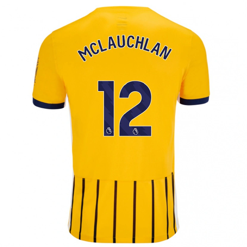Danxen Män Rachel Mclauchlan #12 Guldblå Kritränder Bortatröja Matchtröjor 2024/25 Tröjor T-Tröja