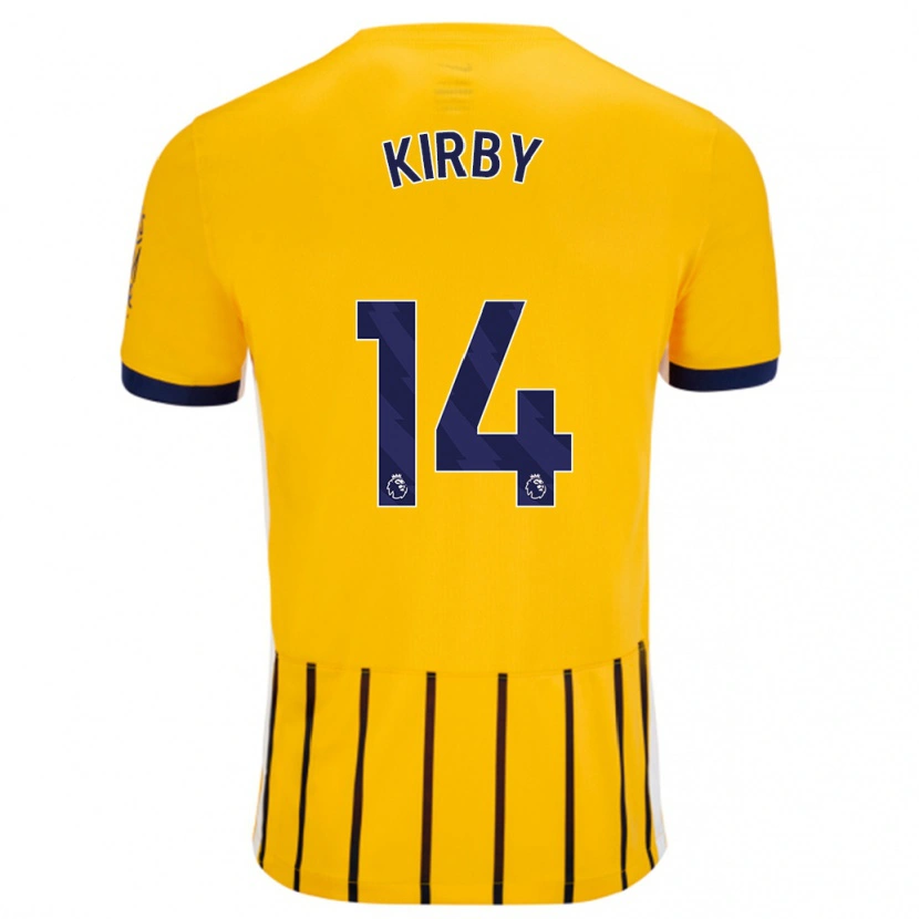Danxen Män Fran Kirby #14 Guldblå Kritränder Bortatröja Matchtröjor 2024/25 Tröjor T-Tröja