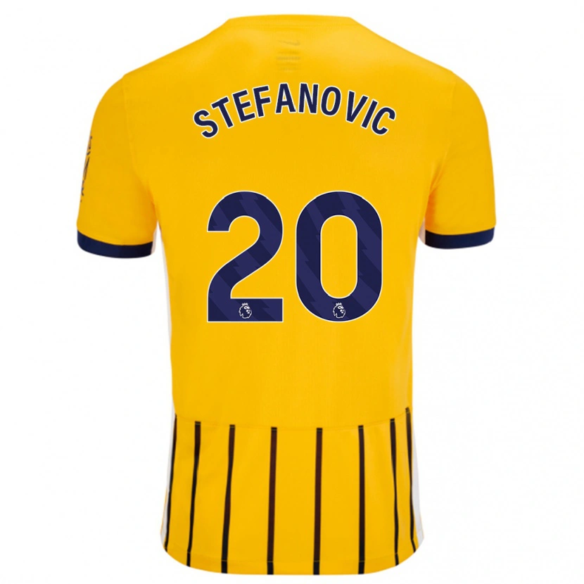 Danxen Män Dejana Stefanović #20 Guldblå Kritränder Bortatröja Matchtröjor 2024/25 Tröjor T-Tröja