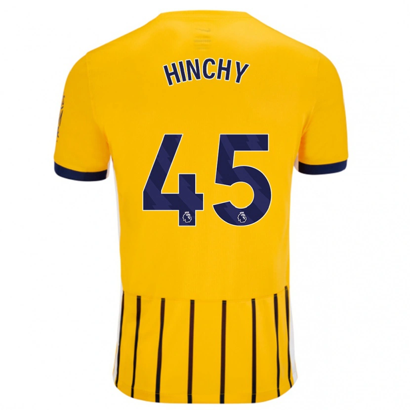 Danxen Män Jack Hinchy #45 Guldblå Kritränder Bortatröja Matchtröjor 2024/25 Tröjor T-Tröja