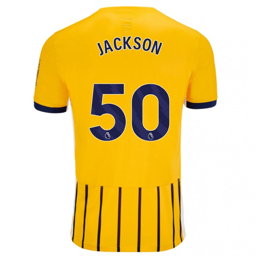 Danxen Män Ben Jackson #50 Guldblå Kritränder Bortatröja Matchtröjor 2024/25 Tröjor T-Tröja