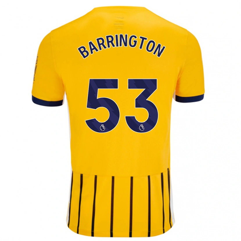 Danxen Män Luca Barrington #53 Guldblå Kritränder Bortatröja Matchtröjor 2024/25 Tröjor T-Tröja