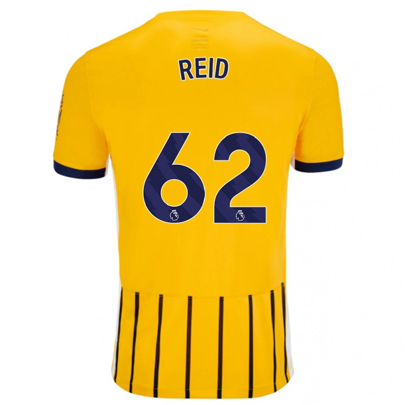 Danxen Män Tommy Reid #62 Guldblå Kritränder Bortatröja Matchtröjor 2024/25 Tröjor T-Tröja