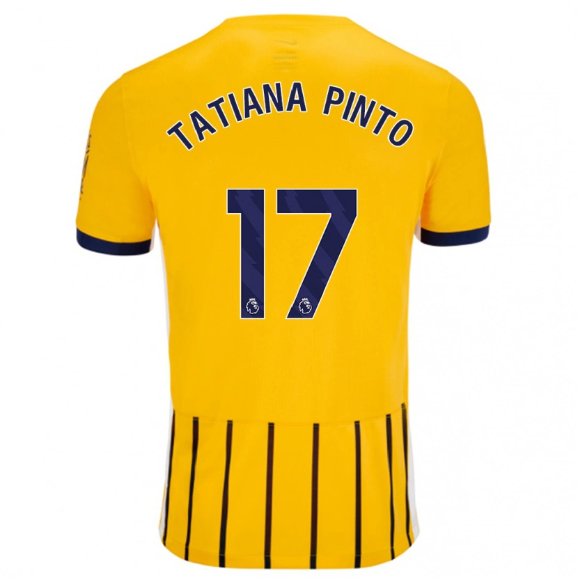 Danxen Män Tatiana Vanessa Ferreira Pinto #17 Guldblå Kritränder Bortatröja Matchtröjor 2024/25 Tröjor T-Tröja