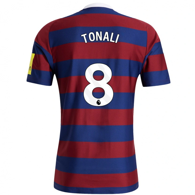 Danxen Män Sandro Tonali #8 Vinröd Marinblå Bortatröja Matchtröjor 2024/25 Tröjor T-Tröja