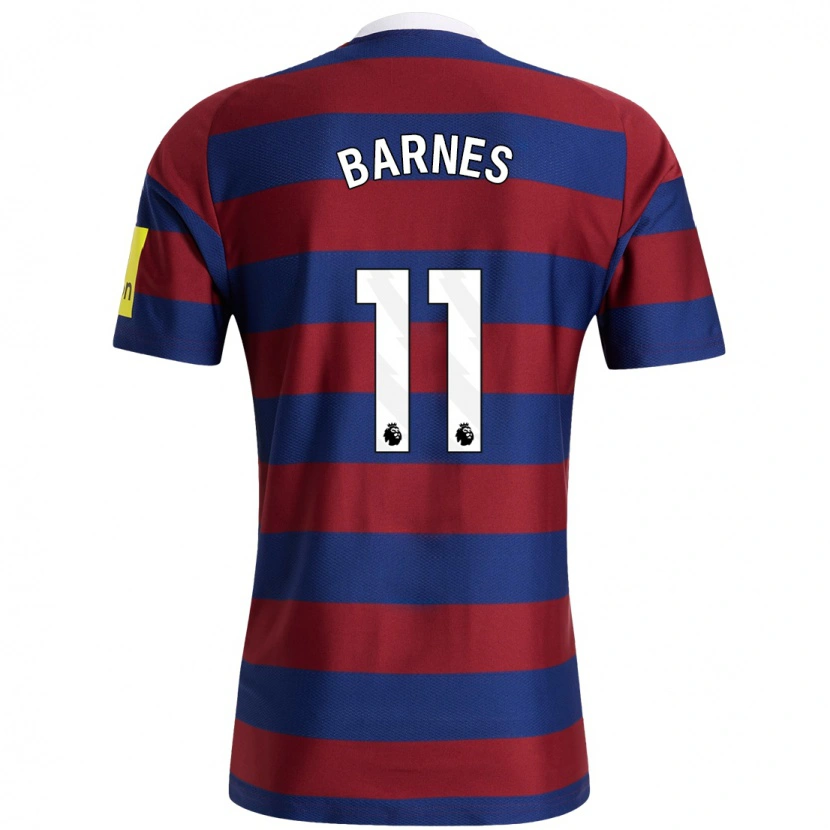 Danxen Män Harvey Barnes #11 Vinröd Marinblå Bortatröja Matchtröjor 2024/25 Tröjor T-Tröja