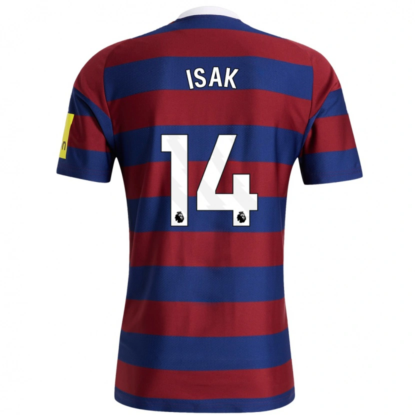 Danxen Män Alexander Isak #14 Vinröd Marinblå Bortatröja Matchtröjor 2024/25 Tröjor T-Tröja