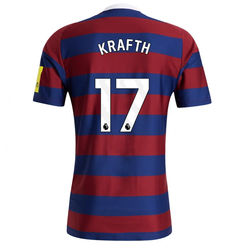 Danxen Män Emil Krafth #17 Vinröd Marinblå Bortatröja Matchtröjor 2024/25 Tröjor T-Tröja