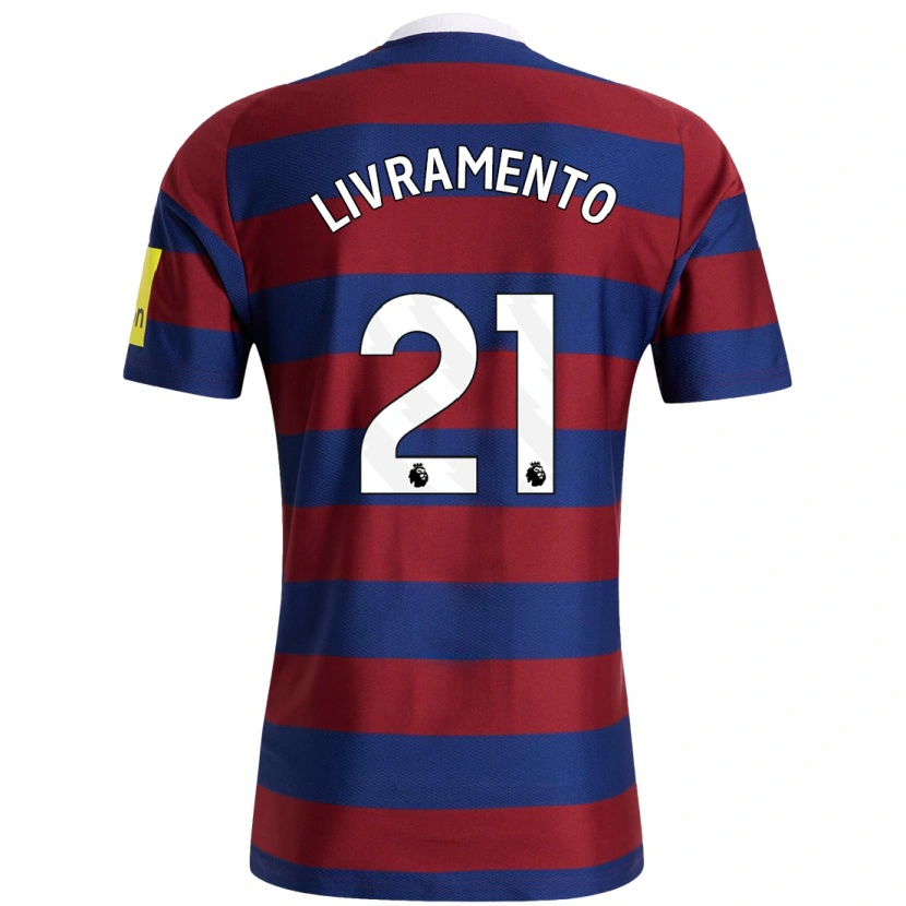Danxen Män Tino Livramento #21 Vinröd Marinblå Bortatröja Matchtröjor 2024/25 Tröjor T-Tröja