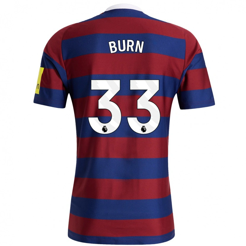 Danxen Män Dan Burn #33 Vinröd Marinblå Bortatröja Matchtröjor 2024/25 Tröjor T-Tröja