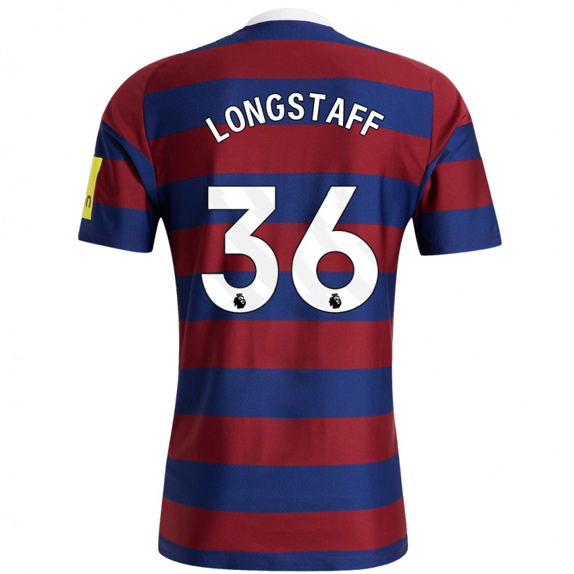 Danxen Män Sean Longstaff #36 Vinröd Marinblå Bortatröja Matchtröjor 2024/25 Tröjor T-Tröja