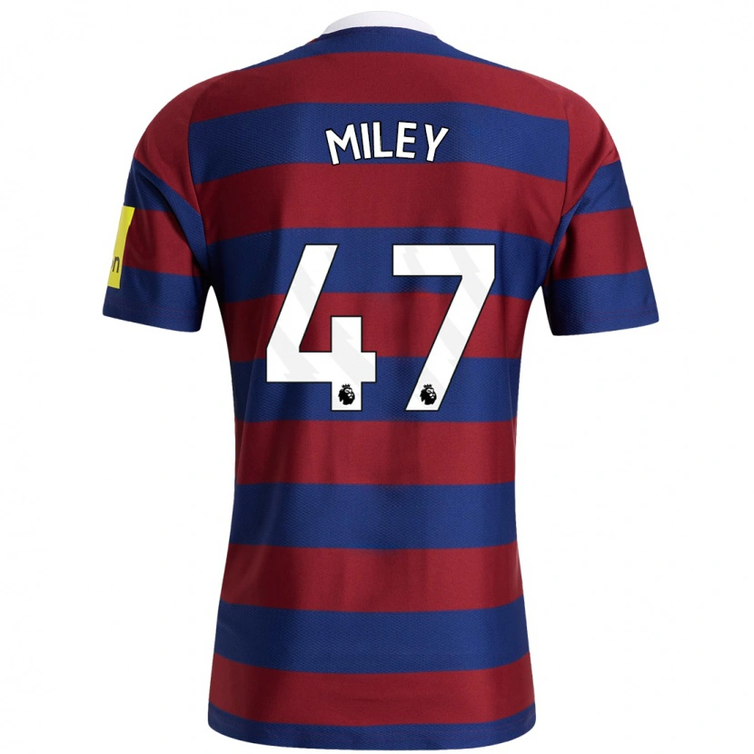 Danxen Män Jamie Miley #47 Vinröd Marinblå Bortatröja Matchtröjor 2024/25 Tröjor T-Tröja