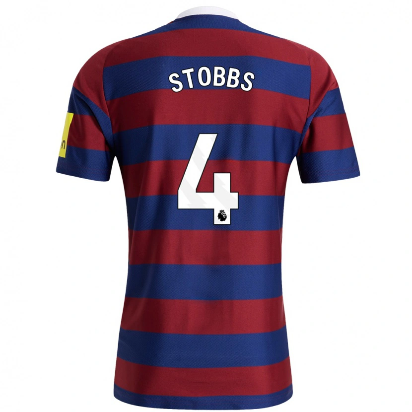 Danxen Män Amber-Keegan Stobbs #4 Vinröd Marinblå Bortatröja Matchtröjor 2024/25 Tröjor T-Tröja