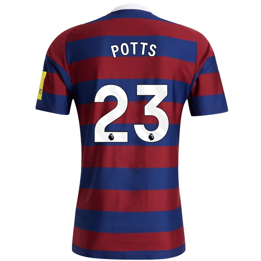 Danxen Män Charlotte Potts #23 Vinröd Marinblå Bortatröja Matchtröjor 2024/25 Tröjor T-Tröja