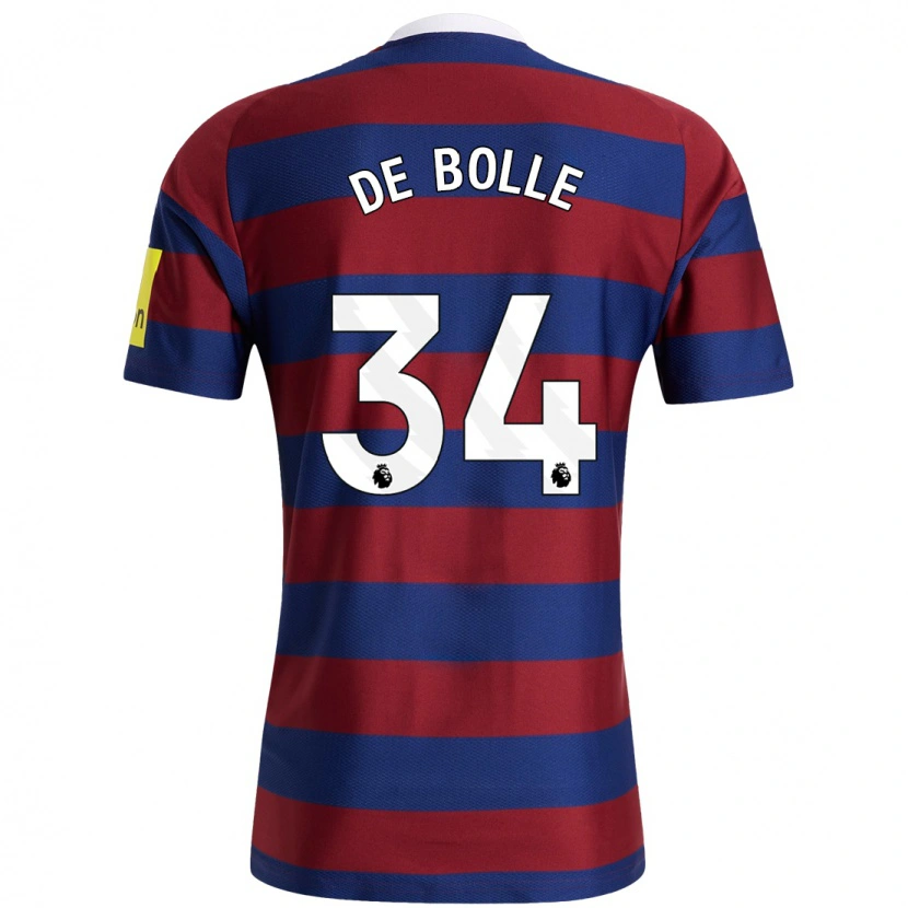 Danxen Män Lucas De Bolle #34 Vinröd Marinblå Bortatröja Matchtröjor 2024/25 Tröjor T-Tröja