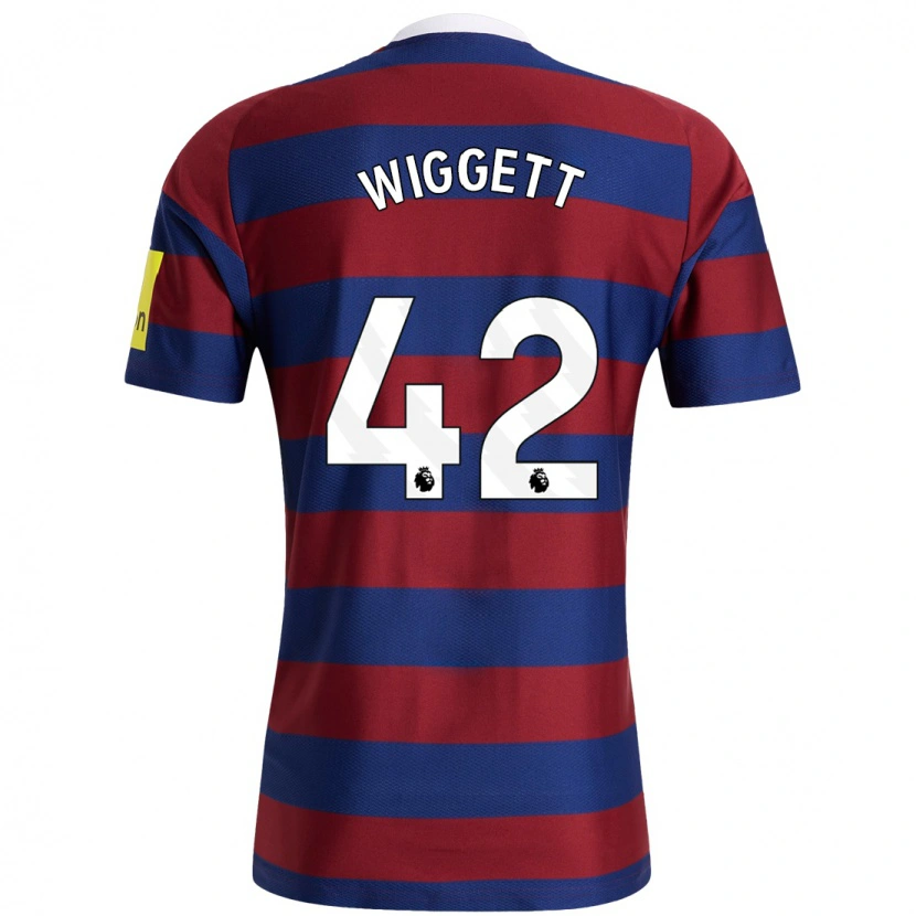 Danxen Män Charlie Wiggett #42 Vinröd Marinblå Bortatröja Matchtröjor 2024/25 Tröjor T-Tröja