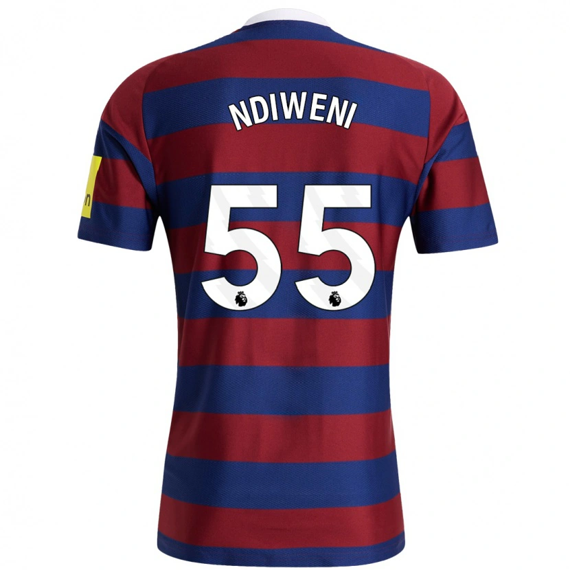 Danxen Män Michael Ndiweni #55 Vinröd Marinblå Bortatröja Matchtröjor 2024/25 Tröjor T-Tröja