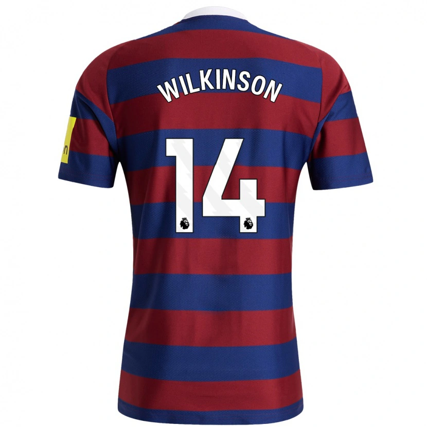Danxen Män Sharna Wilkinson #14 Vinröd Marinblå Bortatröja Matchtröjor 2024/25 Tröjor T-Tröja