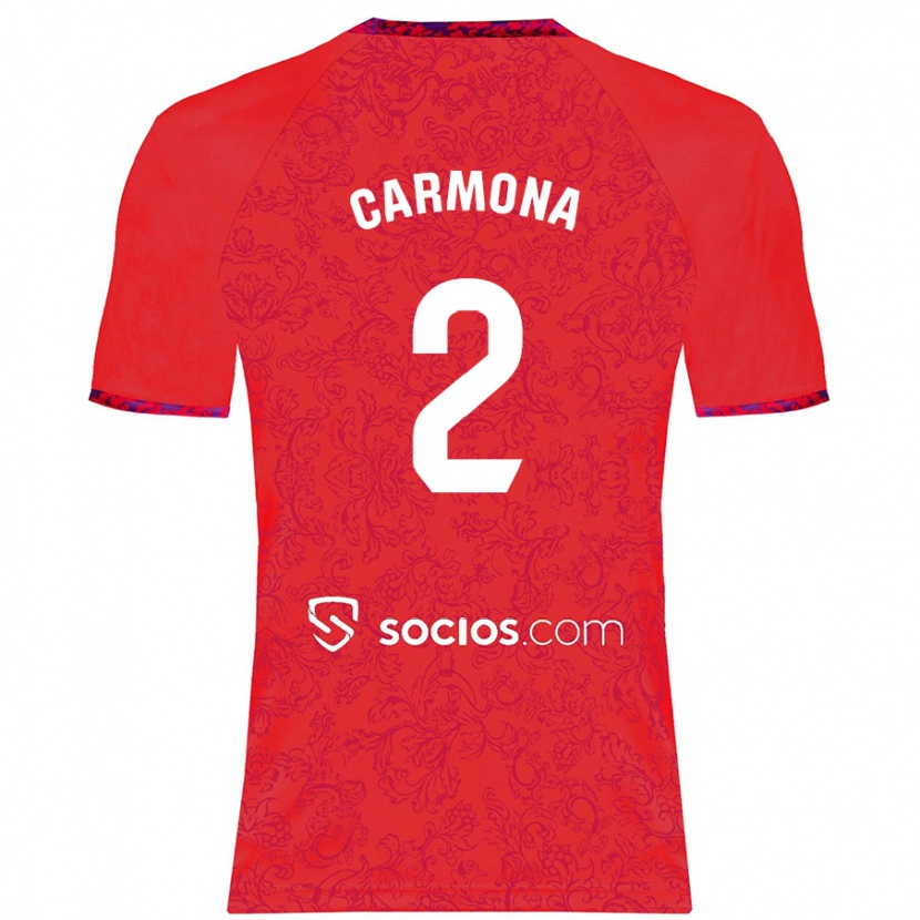 Danxen Män José Ángel Carmona #2 Röd Bortatröja Matchtröjor 2024/25 Tröjor T-Tröja
