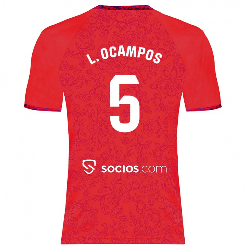 Danxen Män Lucas Ocampos #5 Röd Bortatröja Matchtröjor 2024/25 Tröjor T-Tröja