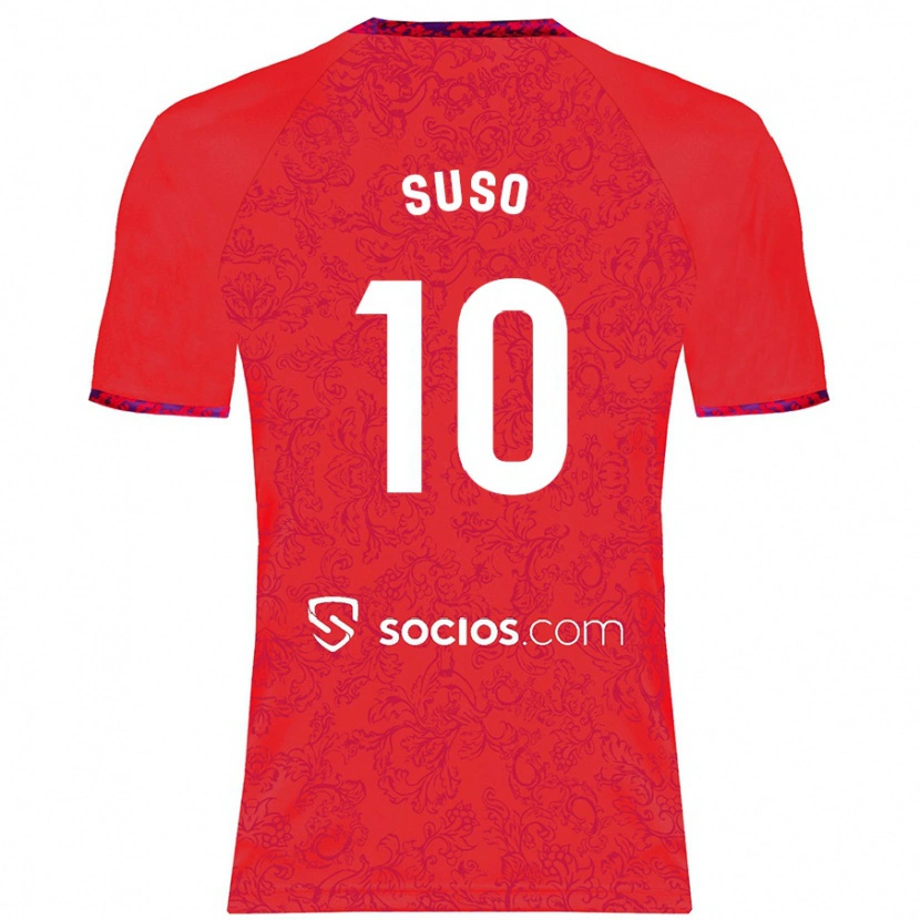 Danxen Män Suso #10 Röd Bortatröja Matchtröjor 2024/25 Tröjor T-Tröja