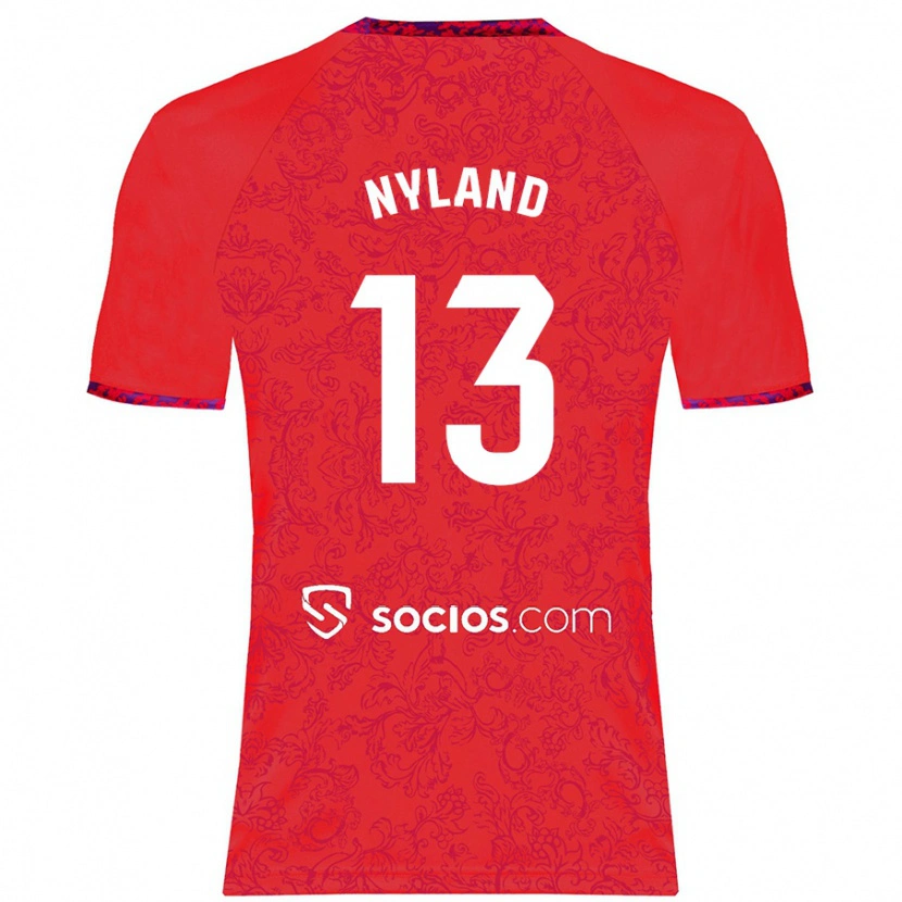 Danxen Män Ørjan Nyland #13 Röd Bortatröja Matchtröjor 2024/25 Tröjor T-Tröja