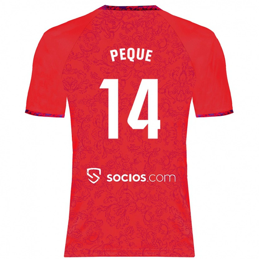 Danxen Män Peque Fernández #14 Röd Bortatröja Matchtröjor 2024/25 Tröjor T-Tröja