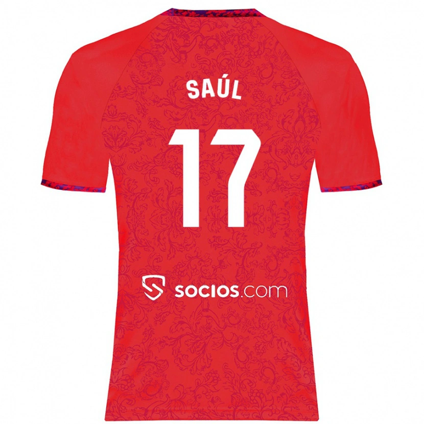 Danxen Män Saúl Ñíguez #17 Röd Bortatröja Matchtröjor 2024/25 Tröjor T-Tröja