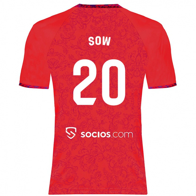 Danxen Män Djibril Sow #20 Röd Bortatröja Matchtröjor 2024/25 Tröjor T-Tröja