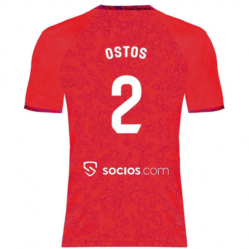 Danxen Män Fran Ostos #2 Röd Bortatröja Matchtröjor 2024/25 Tröjor T-Tröja