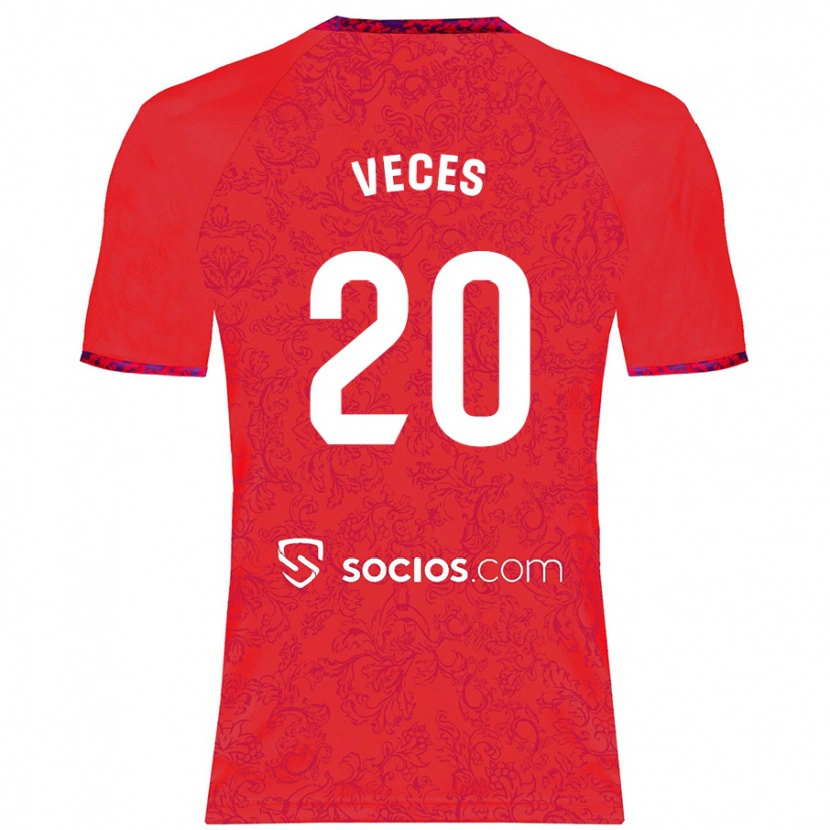 Danxen Män Sergio Veces #20 Röd Bortatröja Matchtröjor 2024/25 Tröjor T-Tröja